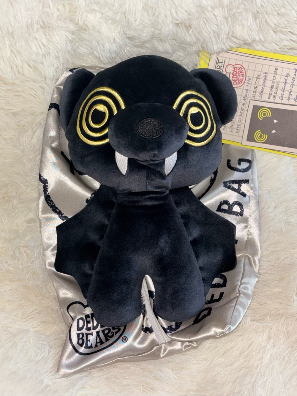Deddy Bears Silver Metallic Body Bag with Novelty Autopsy Tag 💀🐻 NWT
